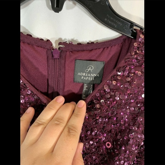 NWT $289 Adrianna Papell Blouson Sequin Gown in‎ Cassis [SZ 6 ] - Picture 10 of 13